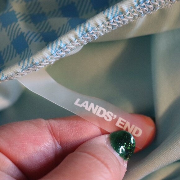 Lands’ End Blue Checkered Underwire Swimsuit Top Size 16 Adjustable Straps - Picture 5 of 8